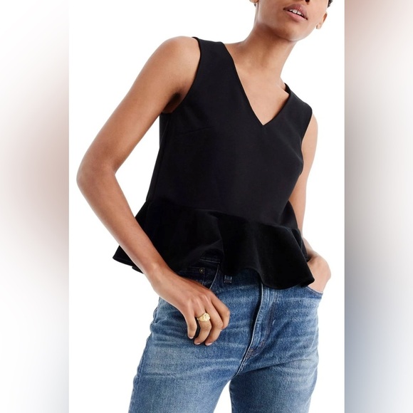 J Crew Women's -Scuba Knit Velvet Ruffle Peplum Tank NWT XL - Picture 1 of 13